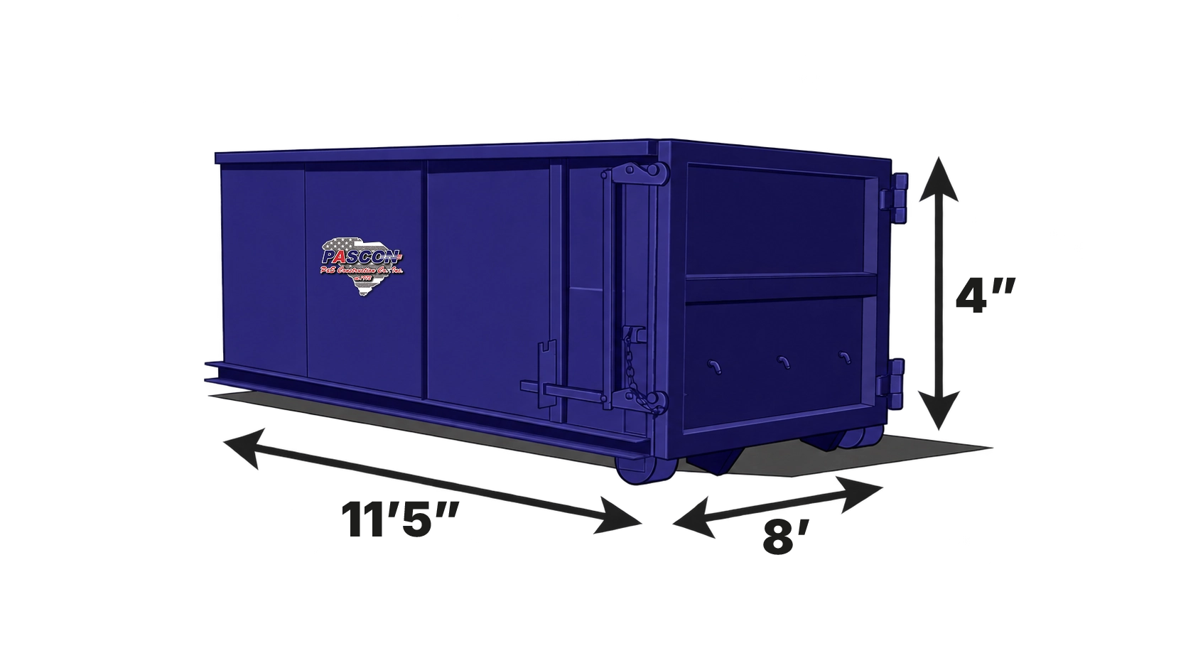 Pascon 10-Yard Roll-Off Container, Dimensions 11.5 x 8 x 4 (L x W x H)