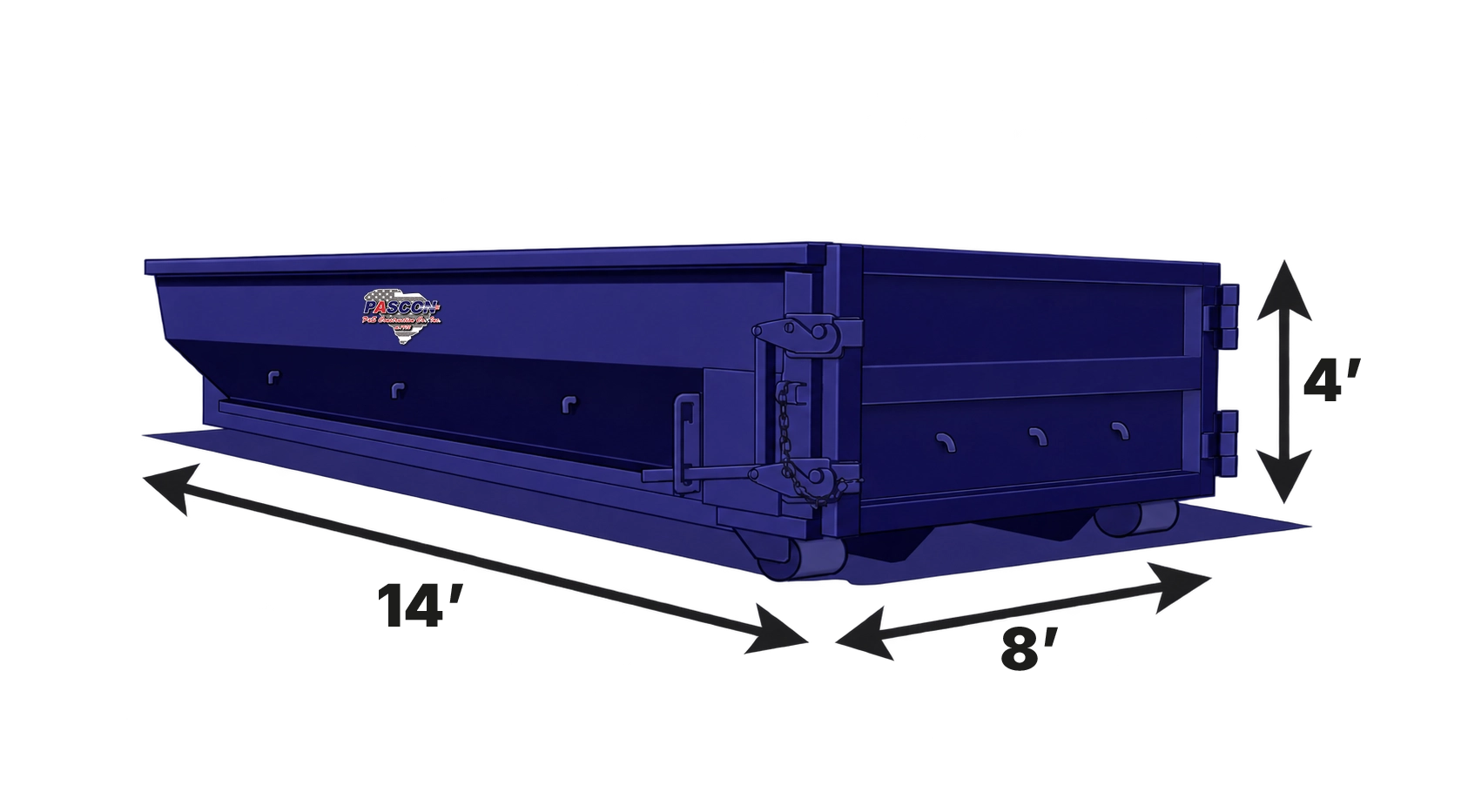 Pascon 15-Yard Roll-Off Container, Dimensions 14 x 8 x 4 (L x W x H)